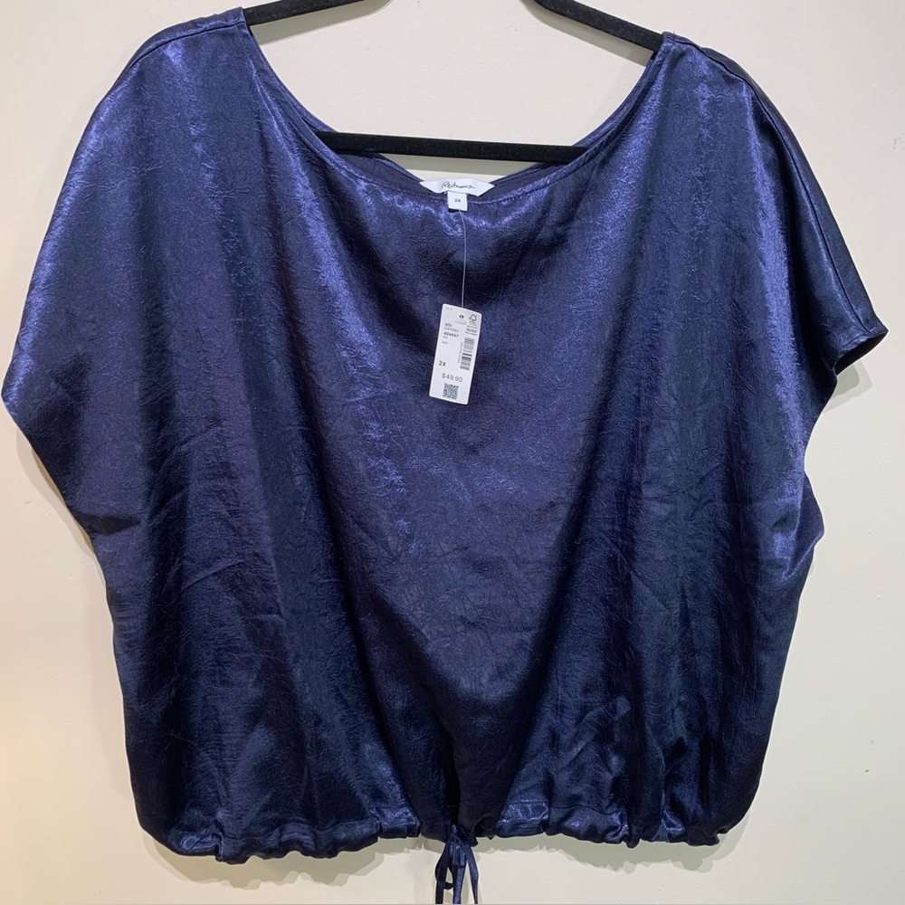 Elegant Blue Satin Top - Picture 2 of 10